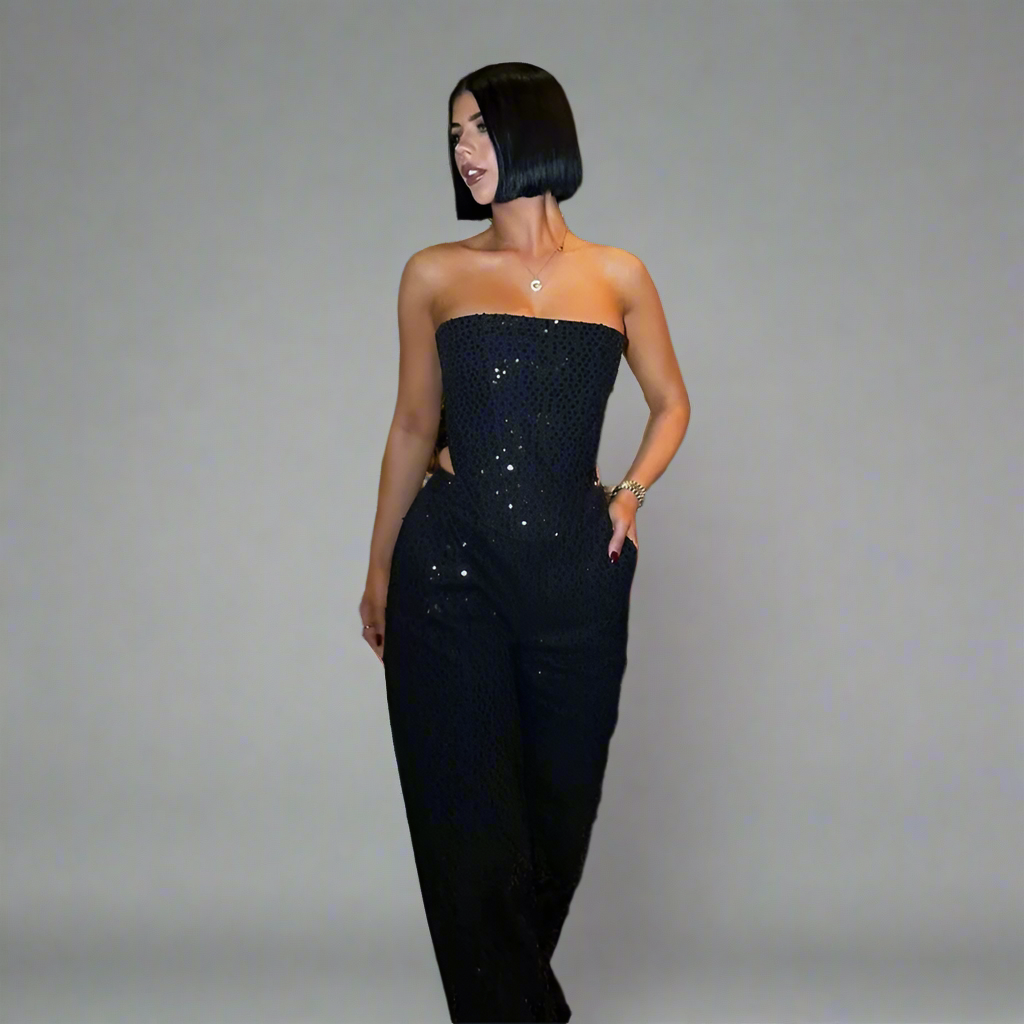 Starry Glow Two Piece Denim Pants Set