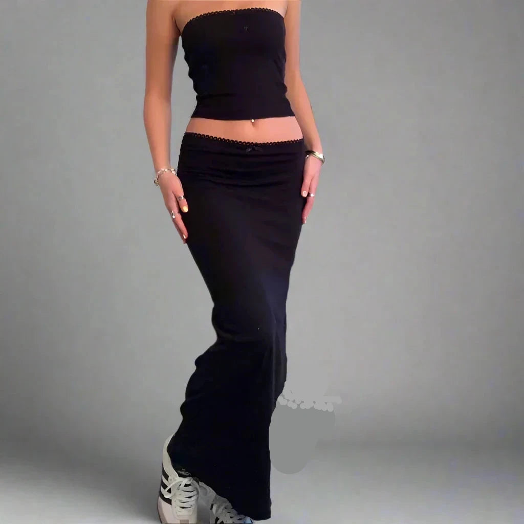 Mia Crop Cami and Long Maxi Skirt Co-ord Set