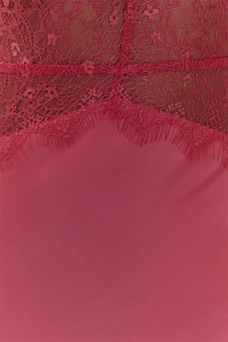 F/W 25’ Lace Patchwork Backless Maxi Gown