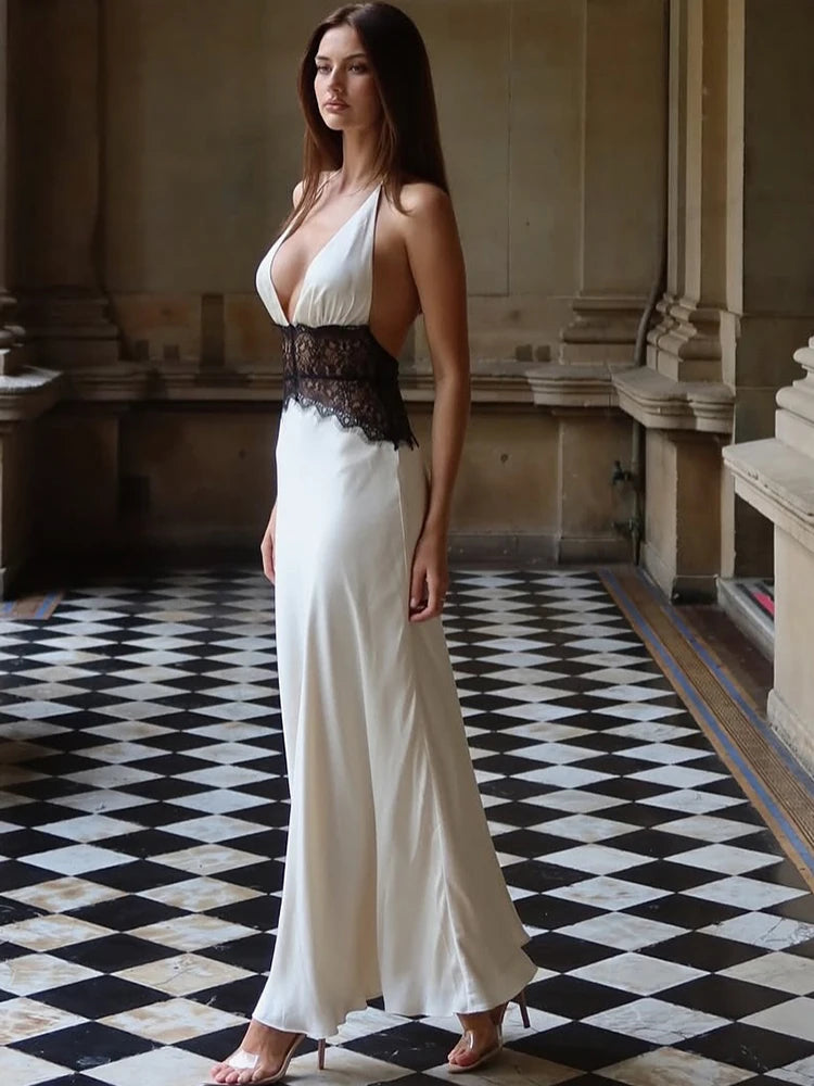 F/W 25' Lace Halter Maxi Dress