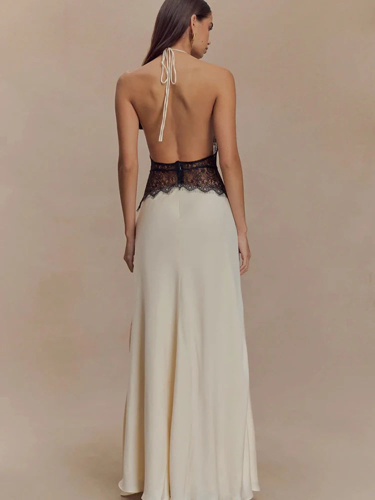 F/W 25' Lace Halter Maxi Dress