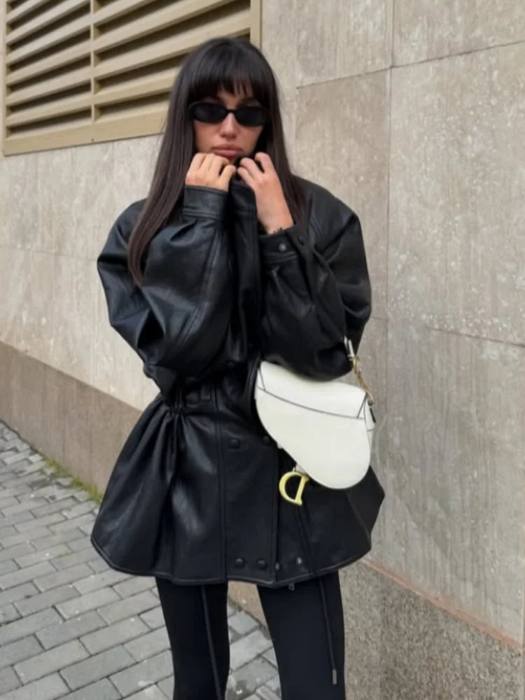 Riviera Noir Cinched Leather Jacket