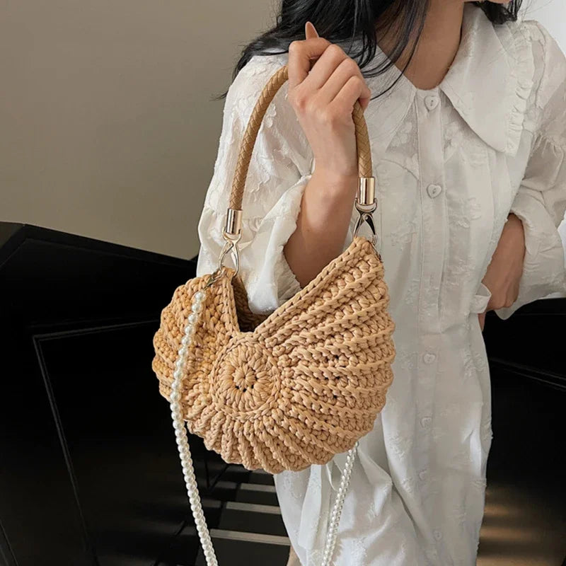 Conch Shell Knit Crossbody Shoulder Bag