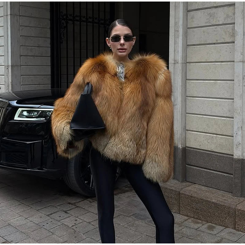 Maribel Two-Tone Faux Fur Cropped Coat