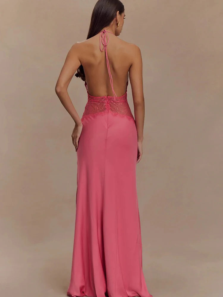 F/W 25' Lace Halter Maxi Dress
