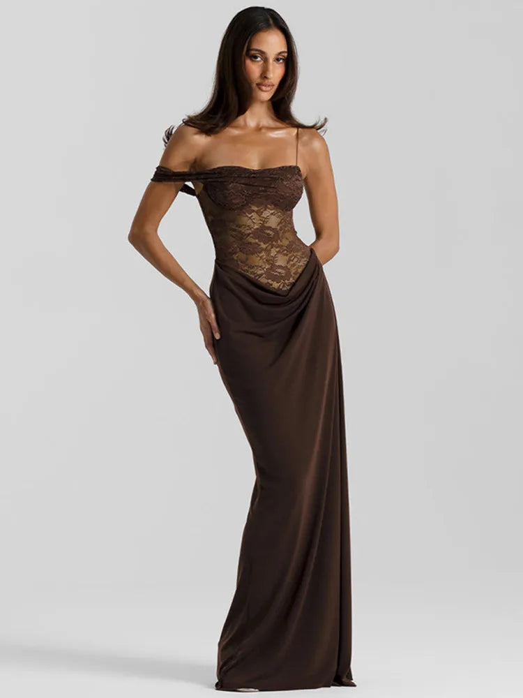 Luna One-Shoulder Lace Maxi Gown