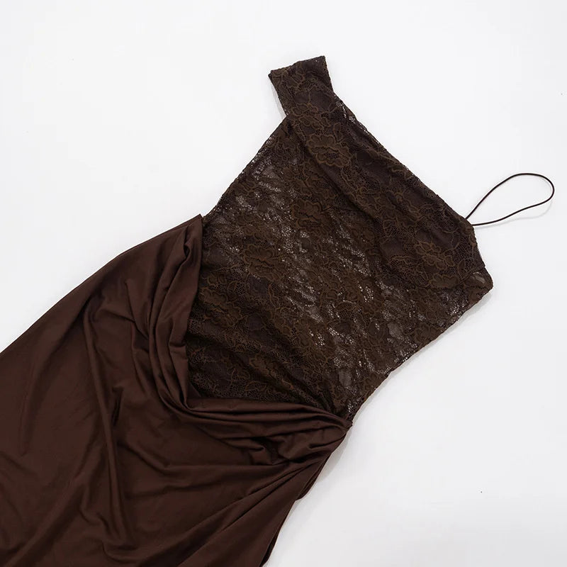 Luna One-Shoulder Lace Maxi Gown