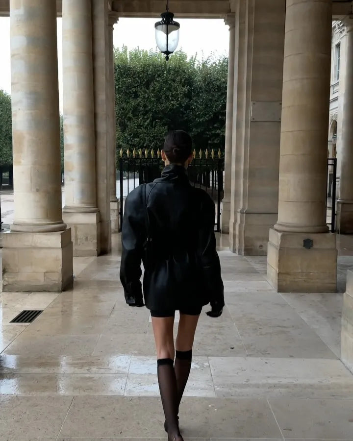 Riviera Noir Cinched Leather Jacket