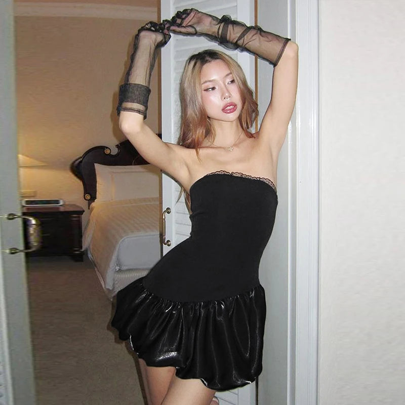 F/W 25' Patchwork Mini Puff Dress