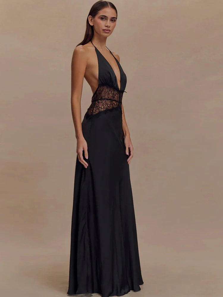 F/W 25' Lace Halter Maxi Dress