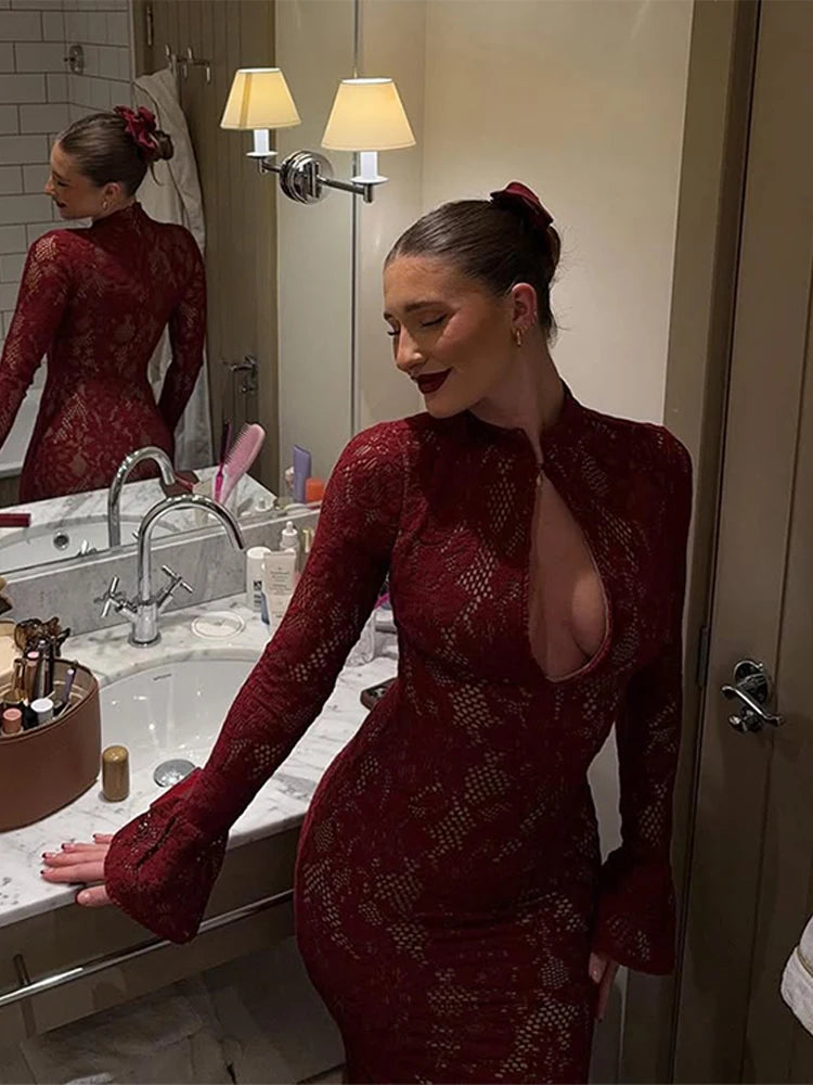 S/S 25' Hollow Lace Maxi Dress