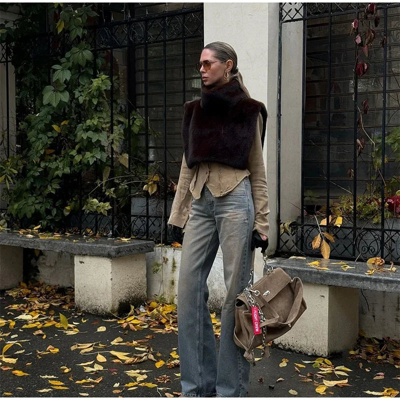 Élan Faux Fur Stand-Collar Vest