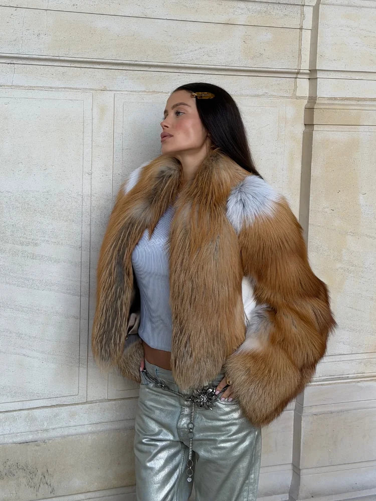 Maribel Two-Tone Faux Fur Cropped Coat