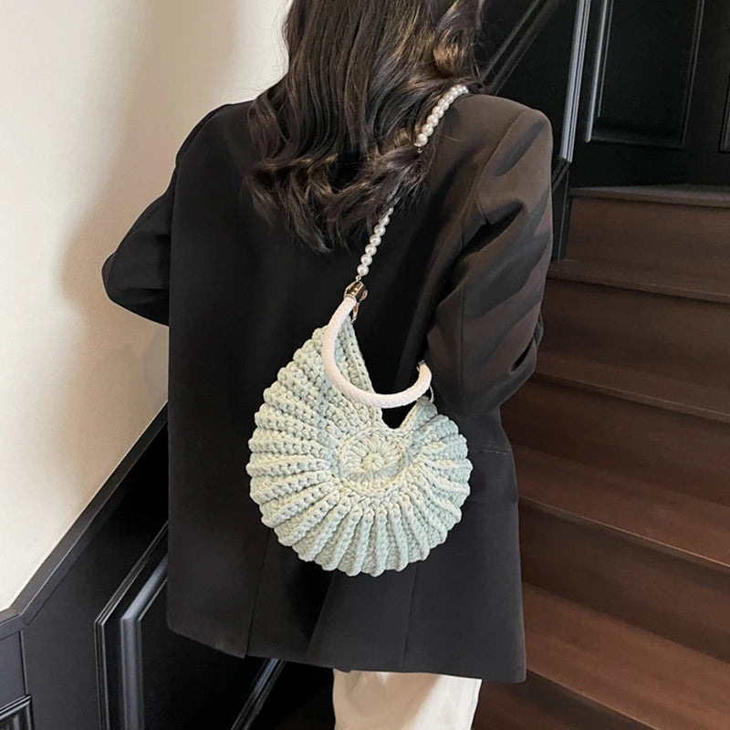Conch Shell Knit Crossbody Shoulder Bag