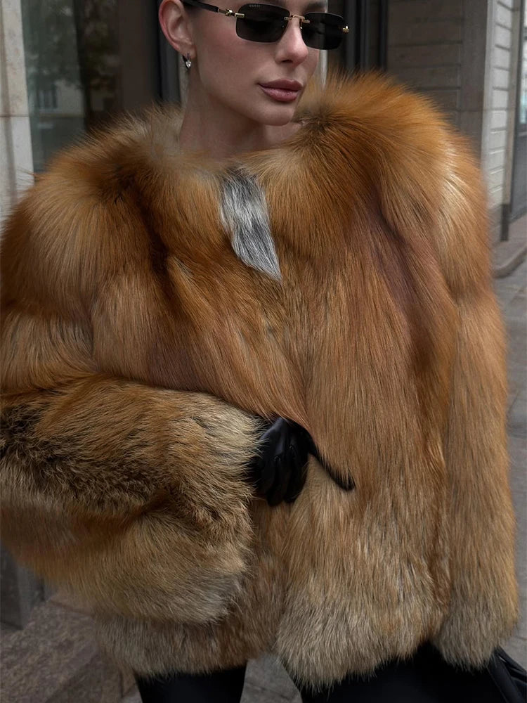 Maribel Two-Tone Faux Fur Cropped Coat