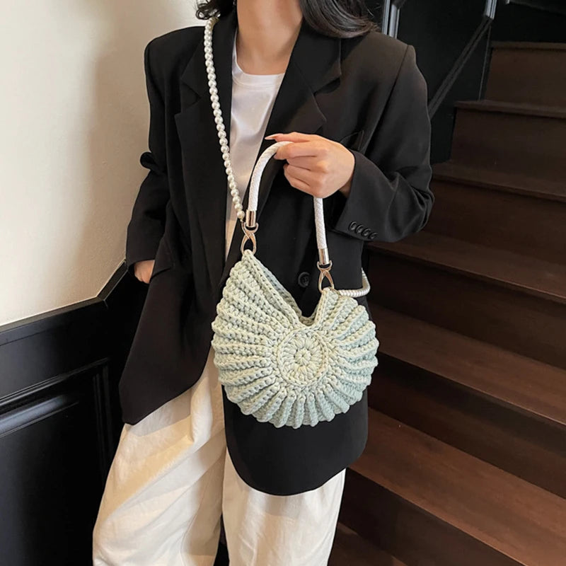 Conch Shell Knit Crossbody Shoulder Bag