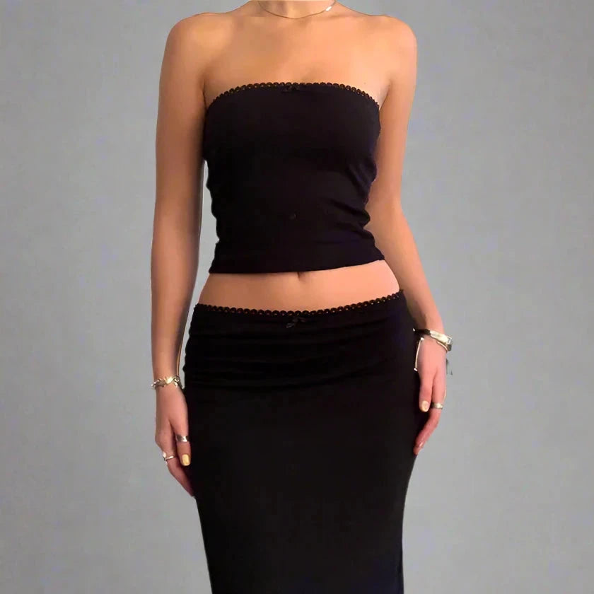 Mia Crop Cami and Long Maxi Skirt Co-ord Set