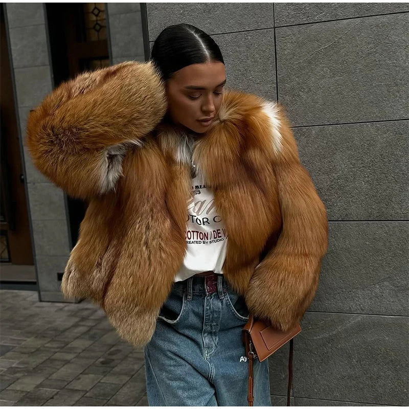 Maribel Two-Tone Faux Fur Cropped Coat