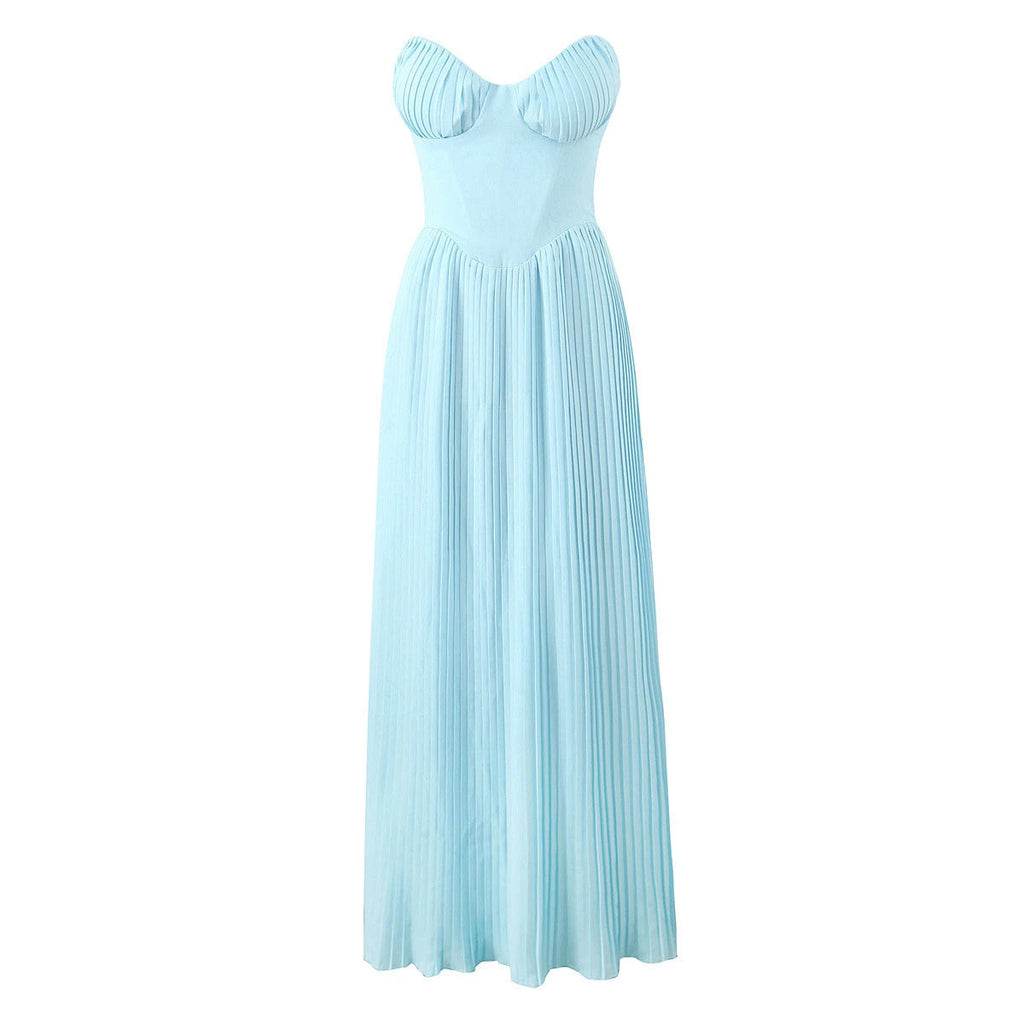 S/S 25' Pleated Bustier Corset Maxi Dress