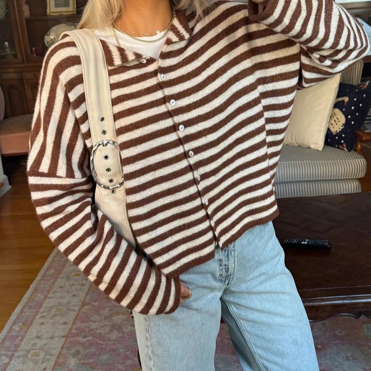 Lucienne Striped Knit Cardigan