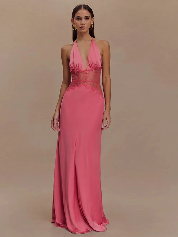 F/W 25' Lace Halter Maxi Dress