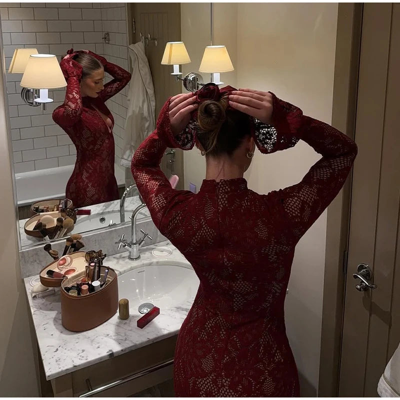 S/S 25' Hollow Lace Maxi Dress