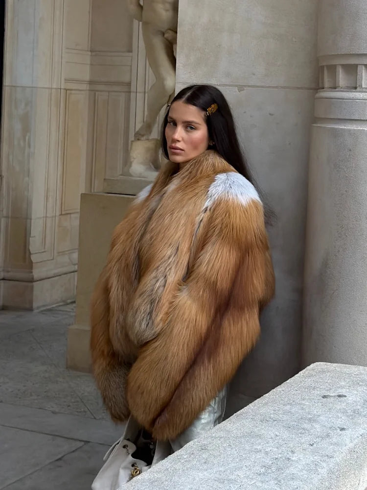 Maribel Two-Tone Faux Fur Cropped Coat