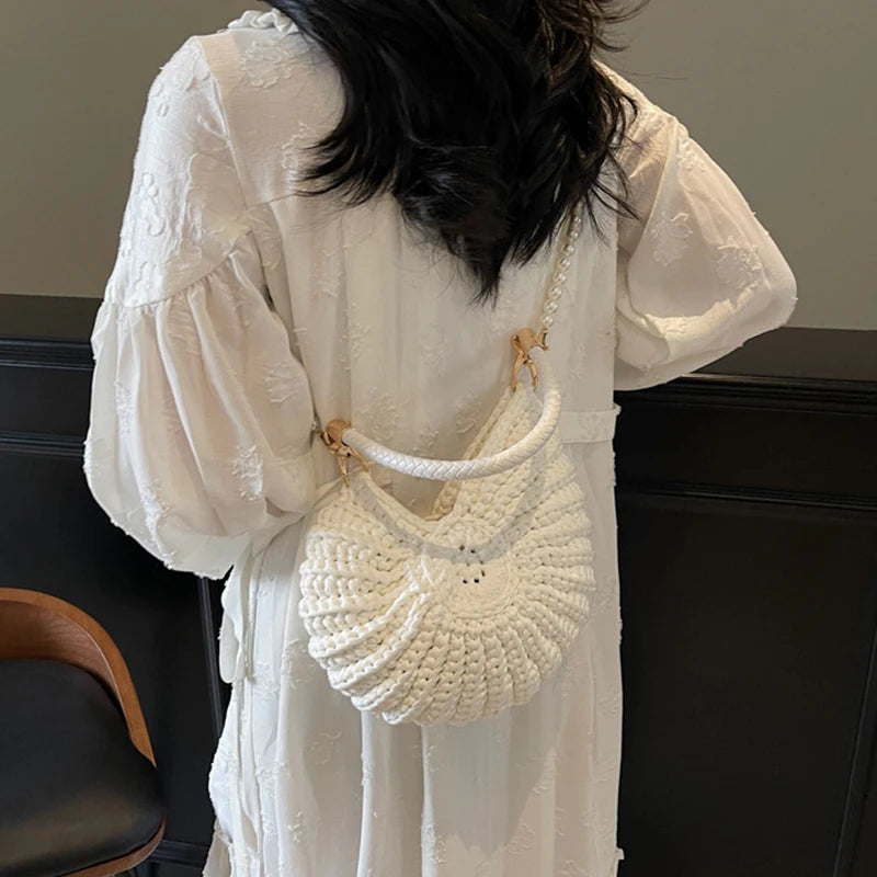 Conch Shell Knit Crossbody Shoulder Bag