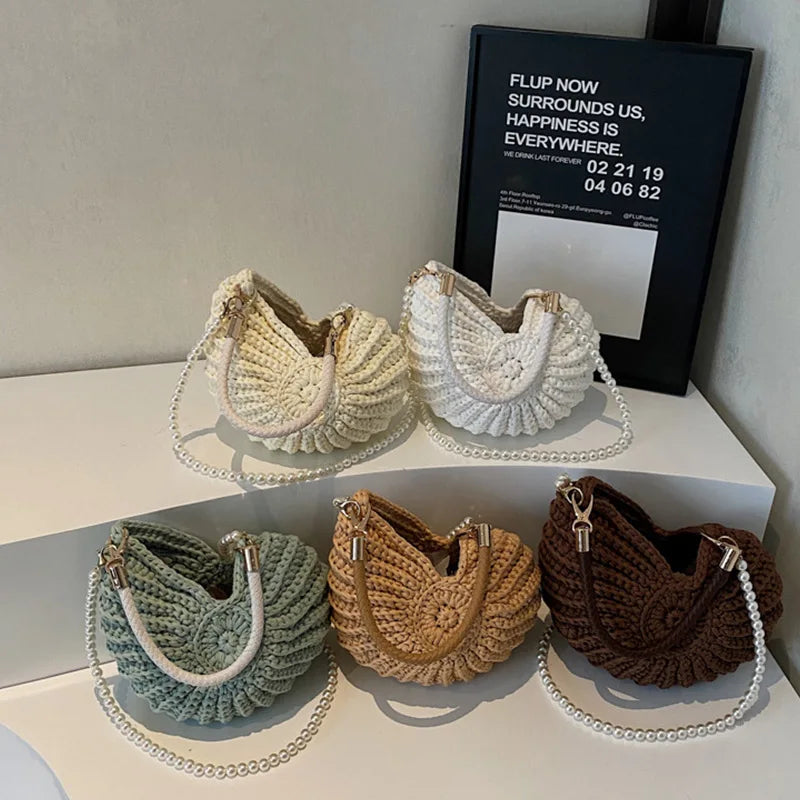 Conch Shell Knit Crossbody Shoulder Bag