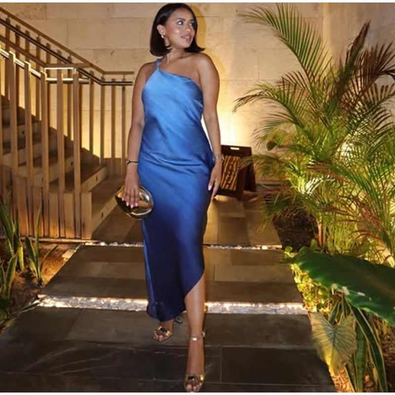 S/S 25' Scarf Collar Evening Maxi Dress