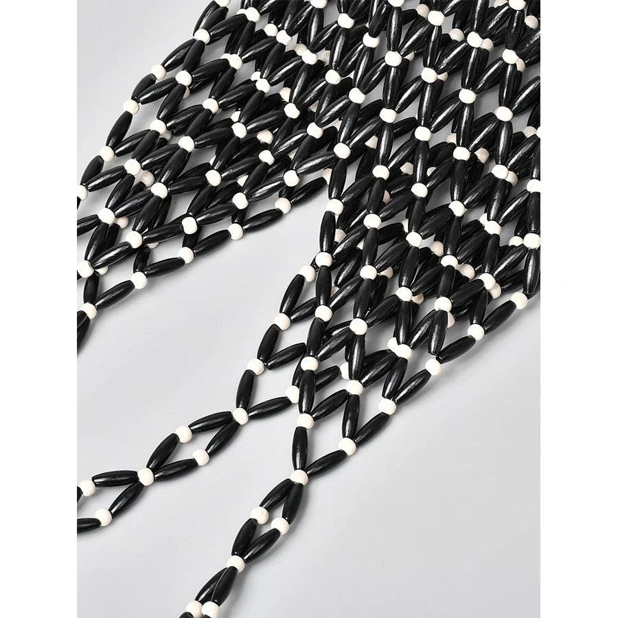 Luna Beaded Hollow-Weave Shoulder Bag