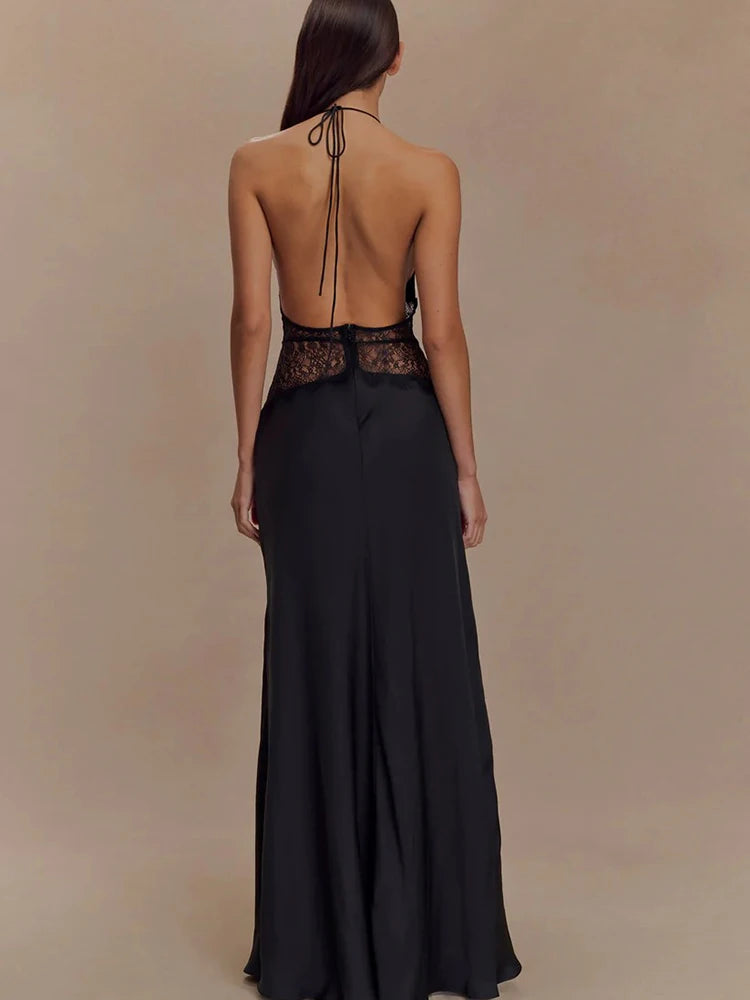F/W 25' Lace Halter Maxi Dress