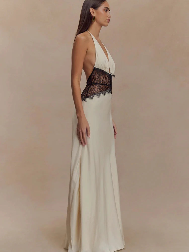 F/W 25' Lace Halter Maxi Dress