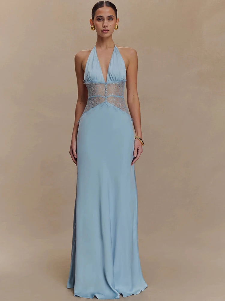 F/W 25' Lace Halter Maxi Dress