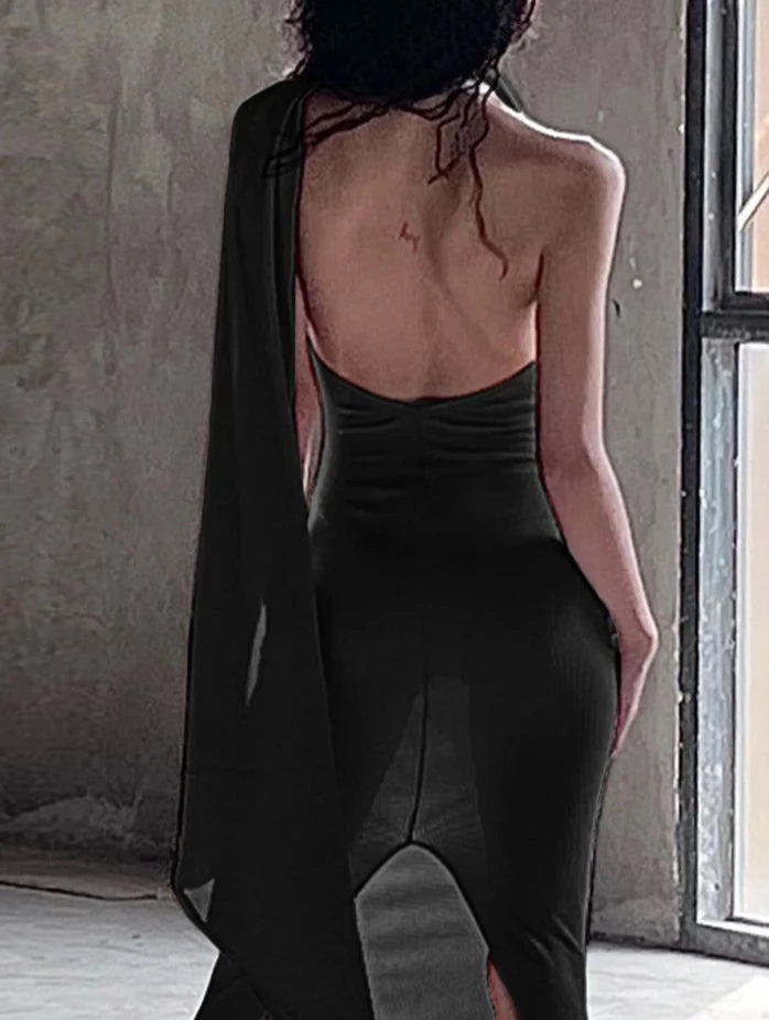 Dark Romance Maxi Dress With Scarf