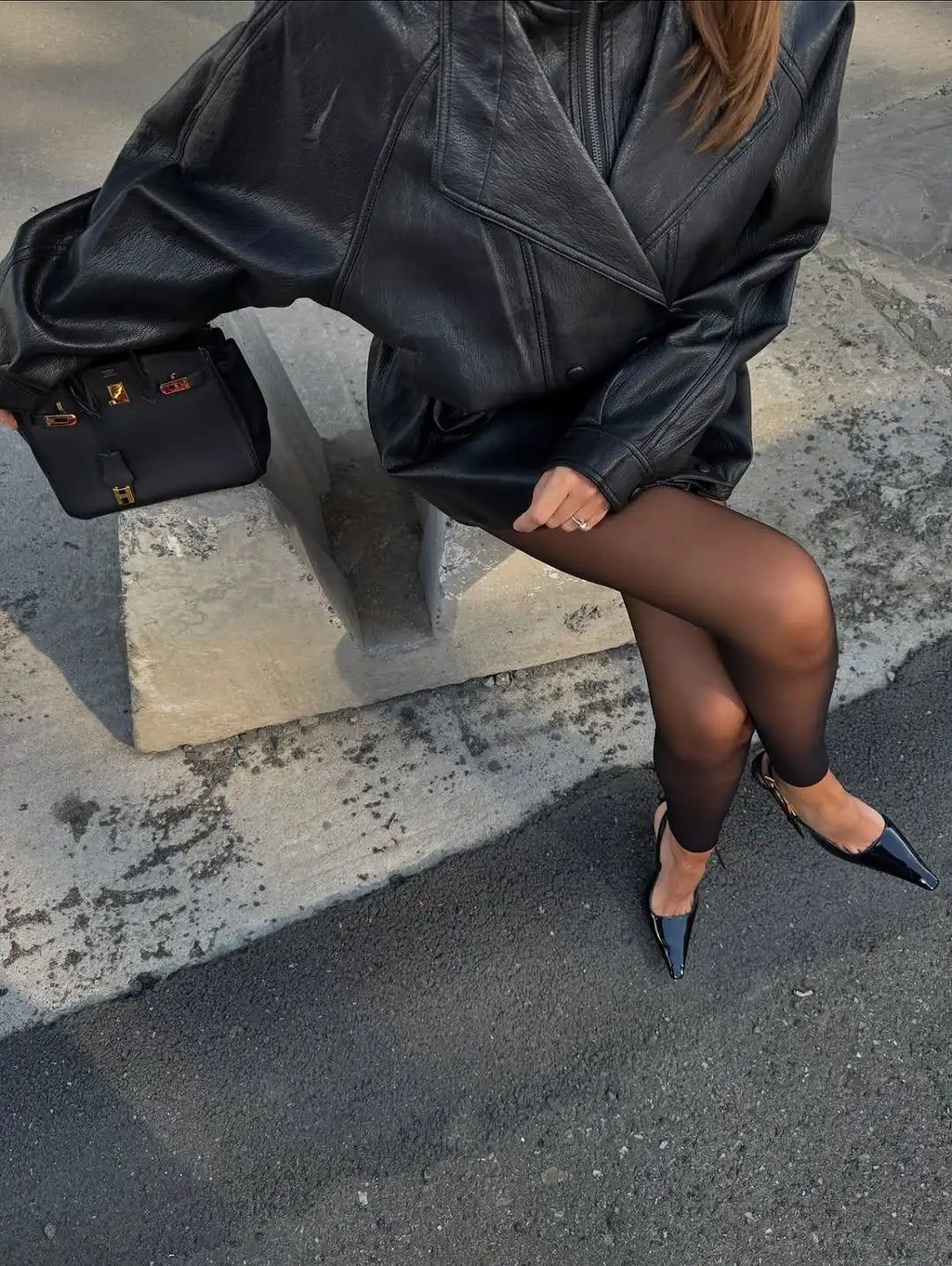 Riviera Noir Cinched Leather Jacket