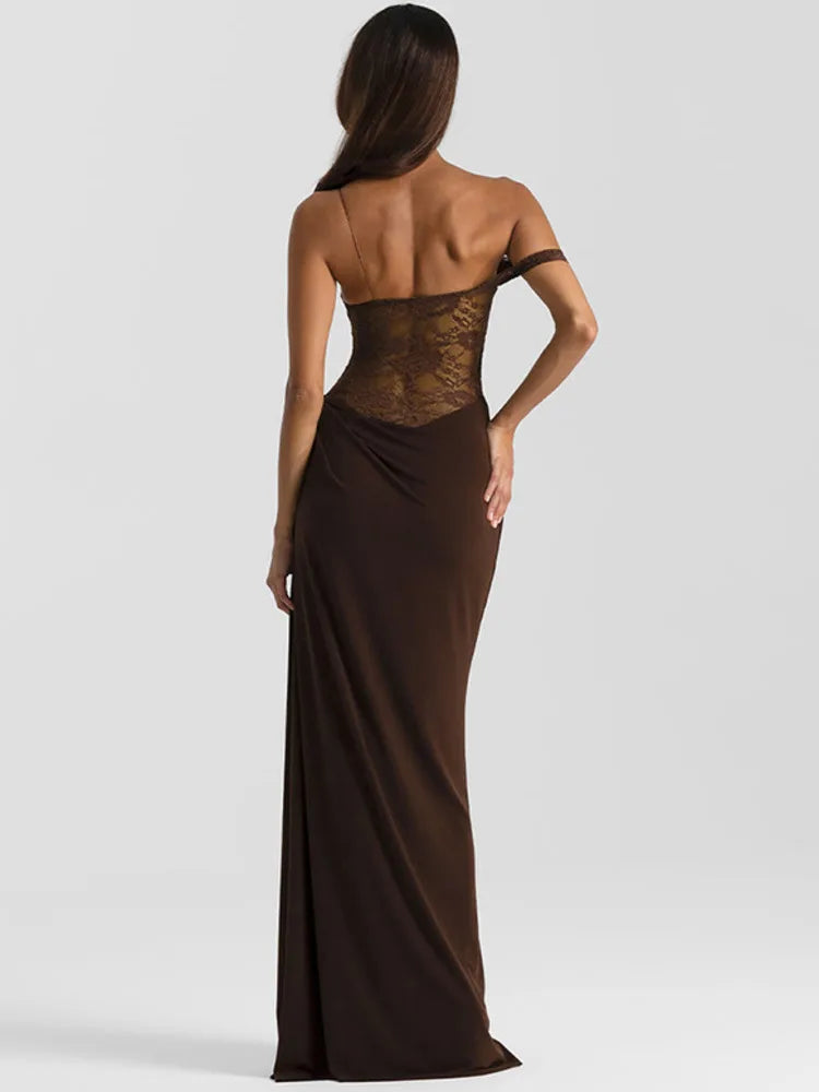 Luna One-Shoulder Lace Maxi Gown